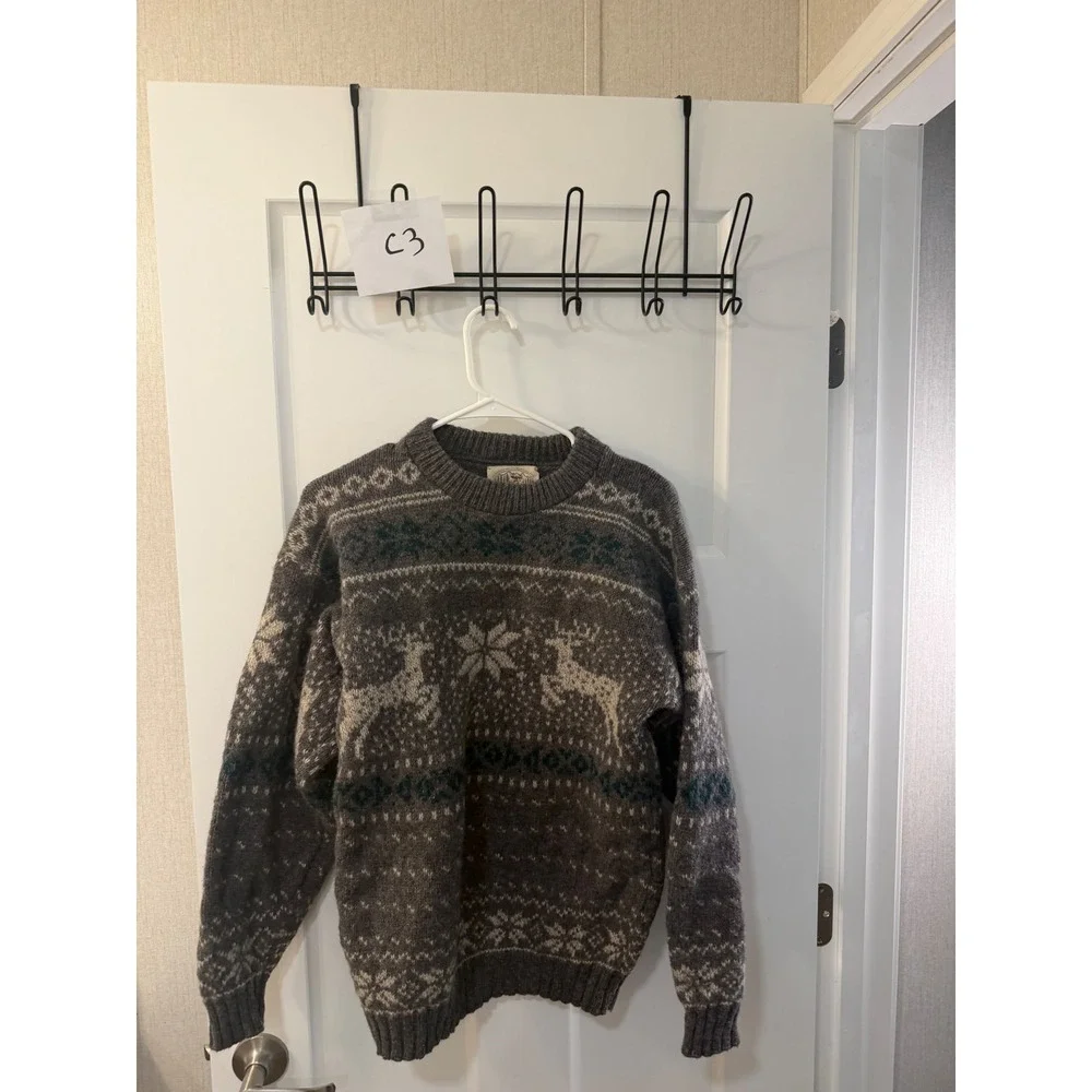 Vintage Alps Merrimac‎ Valley Mens Grey Reindeer Snowflake Fair Sweater M USA